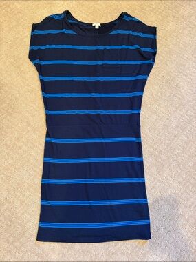 Caslon Striped Modal Knit T-Shirt Dress XS Navy Blue Nordstrom